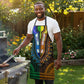 African Dashiki and Polynesian Pattern Apron Half Green-Gold