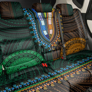 African Dashiki and Polynesian Pattern Back Car Seat Cover Half Green-Gold