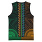 African Dashiki and Polynesian Pattern Basketball Jersey Half Green-Gold LT9