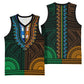 African Dashiki and Polynesian Pattern Basketball Jersey Half Green-Gold LT9