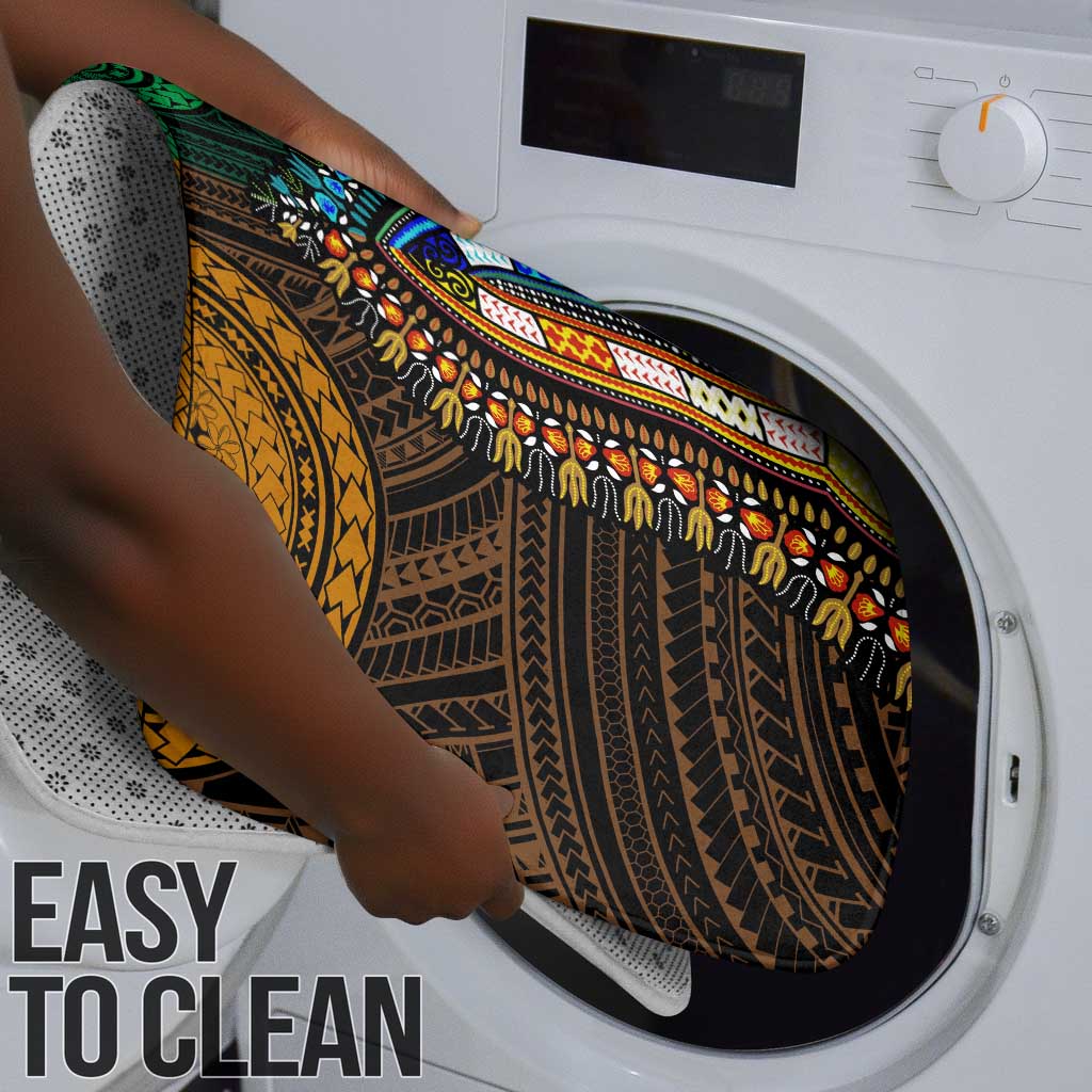 African Dashiki and Polynesian Pattern Bathroom Set Half Green-Gold