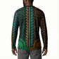 African Dashiki and Polynesian Pattern Button Sweatshirt Half Green-Gold