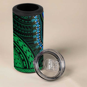 African Dashiki and Polynesian Pattern 4 in 1 Can Cooler Tumbler Half Green-Gold