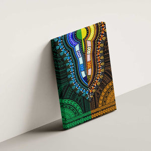 African Dashiki and Polynesian Pattern Canvas Wall Art Half Green-Gold