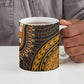 African Dashiki and Polynesian Pattern Ceramic Mug Half Green-Gold