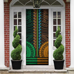 African Dashiki and Polynesian Pattern Door Cover Half Green-Gold