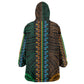 African Dashiki and Polynesian Pattern Kid Wearable Blanket Hoodie Half Green-Gold