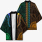 African Dashiki and Polynesian Pattern Kimono Half Green-Gold