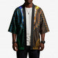 African Dashiki and Polynesian Pattern Kimono Half Green-Gold