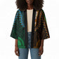 African Dashiki and Polynesian Pattern Kimono Half Green-Gold