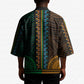 African Dashiki and Polynesian Pattern Kimono Half Green-Gold