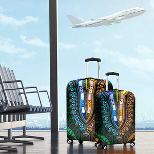 African Dashiki and Polynesian Pattern Luggage Cover Half Green-Gold