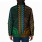African Dashiki and Polynesian Pattern Padded Jacket Half Green-Gold