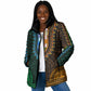 African Dashiki and Polynesian Pattern Padded Jacket Half Green-Gold
