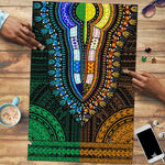 African Dashiki and Polynesian Pattern Puzzle Half Green-Gold