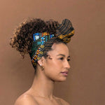 African Dashiki and Polynesian Pattern Simple Headwrap Half Green-Gold