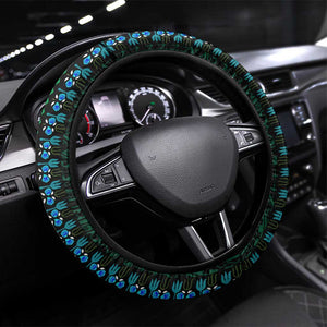 African Dashiki and Polynesian Pattern Steering Wheel Cover Half Green-Gold