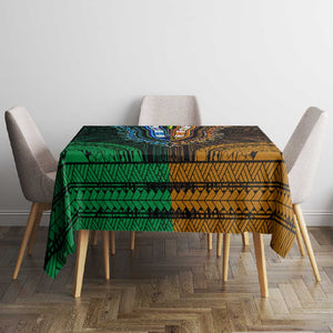 African Dashiki and Polynesian Pattern Tablecloth Half Green-Gold