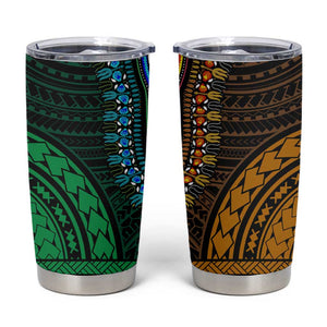 African Dashiki and Polynesian Pattern Tumbler Cup Half Green-Gold