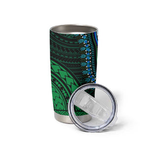 African Dashiki and Polynesian Pattern Tumbler Cup Half Green-Gold