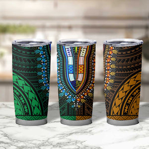 African Dashiki and Polynesian Pattern Tumbler Cup Half Green-Gold