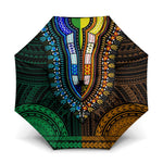 African Dashiki and Polynesian Pattern Umbrella Half Green-Gold