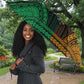 African Dashiki and Polynesian Pattern Umbrella Half Green-Gold