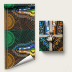 African Dashiki and Polynesian Pattern Wrapping Paper Half Green-Gold - African Pride