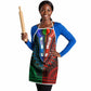 African Dashiki and Polynesian Pattern Apron Half Green-Red