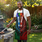 African Dashiki and Polynesian Pattern Apron Half Green-Red