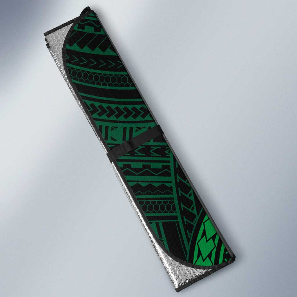 African Dashiki and Polynesian Pattern Auto Sun Shade Half Green-Red
