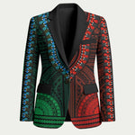 African Dashiki and Polynesian Pattern Blazer Half Green-Red