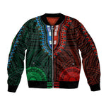 African Dashiki and Polynesian Pattern Bomber Jacket Half Green-Red