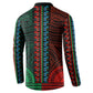 African Dashiki and Polynesian Pattern Button Sweatshirt Half Green-Red