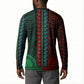 African Dashiki and Polynesian Pattern Button Sweatshirt Half Green-Red
