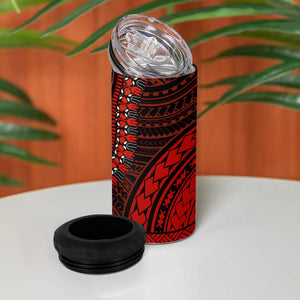 African Dashiki and Polynesian Pattern 4 in 1 Can Cooler Tumbler Half Green-Red