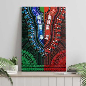 African Dashiki and Polynesian Pattern Canvas Wall Art Half Green-Red