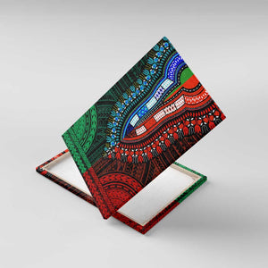 African Dashiki and Polynesian Pattern Canvas Wall Art Half Green-Red