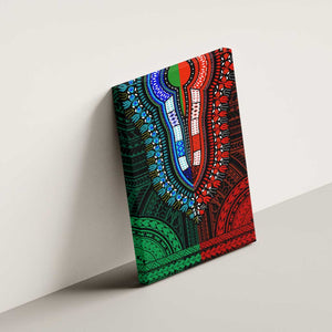 African Dashiki and Polynesian Pattern Canvas Wall Art Half Green-Red