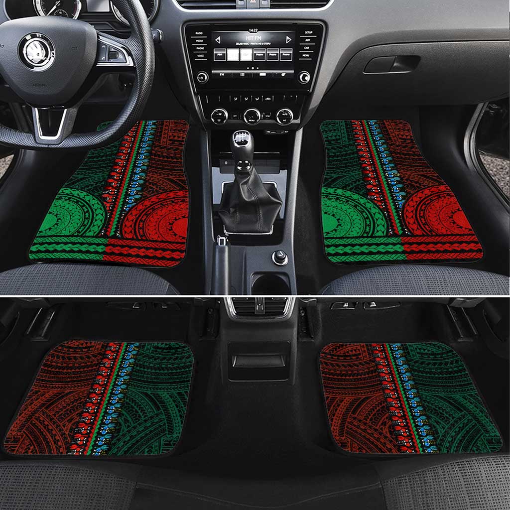 African Dashiki and Polynesian Pattern Car Mats Half Green-Red