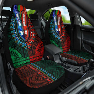 African Dashiki and Polynesian Pattern Car Seat Cover Half Green-Red