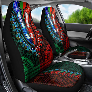 African Dashiki and Polynesian Pattern Car Seat Cover Half Green-Red