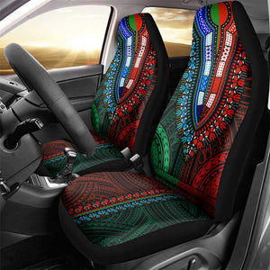 African Dashiki and Polynesian Pattern Car Seat Cover Half Green-Red