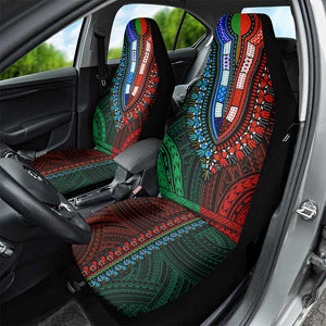 African Dashiki and Polynesian Pattern Car Seat Cover Half Green-Red