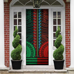 African Dashiki and Polynesian Pattern Door Cover Half Green-Red