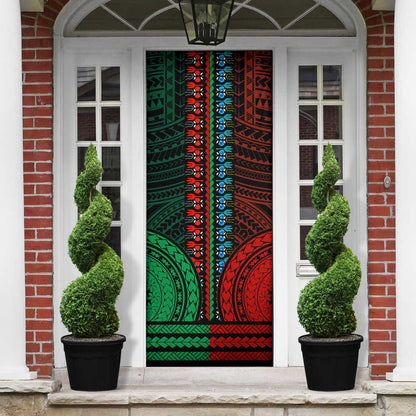 African Dashiki and Polynesian Pattern Door Cover Half Green-Red
