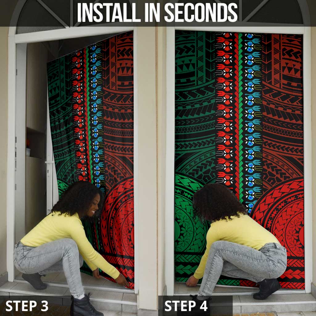 African Dashiki and Polynesian Pattern Door Cover Half Green-Red