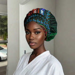African Dashiki and Polynesian Pattern Easy Headwrap Half Green-Red