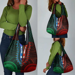 African Dashiki and Polynesian Pattern Grocery Bag Half Green-Red