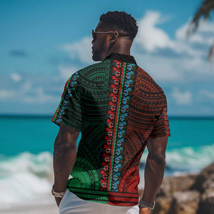 African Dashiki and Polynesian Pattern Hawaiian Shirt Half Green-Red